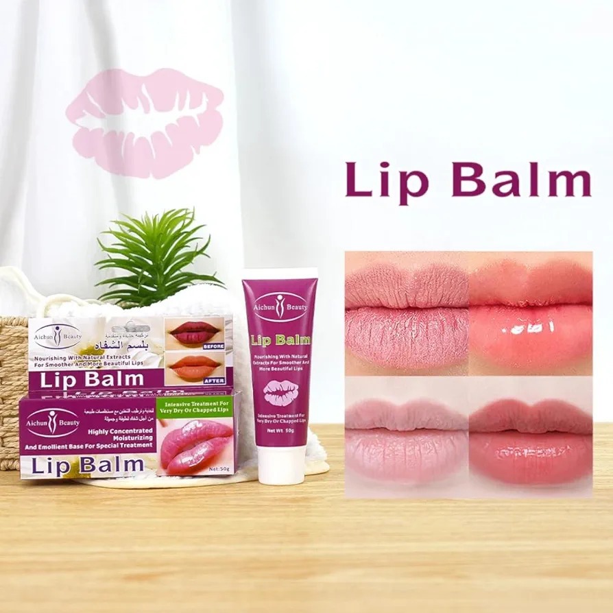 Lip Balm, Natural Extracts Moisturizing Treatment, Highly Concentrated Formula for Very Dry Chapped Lips, with Castor Oil, Beeswax, Carnauba Wax, 50g