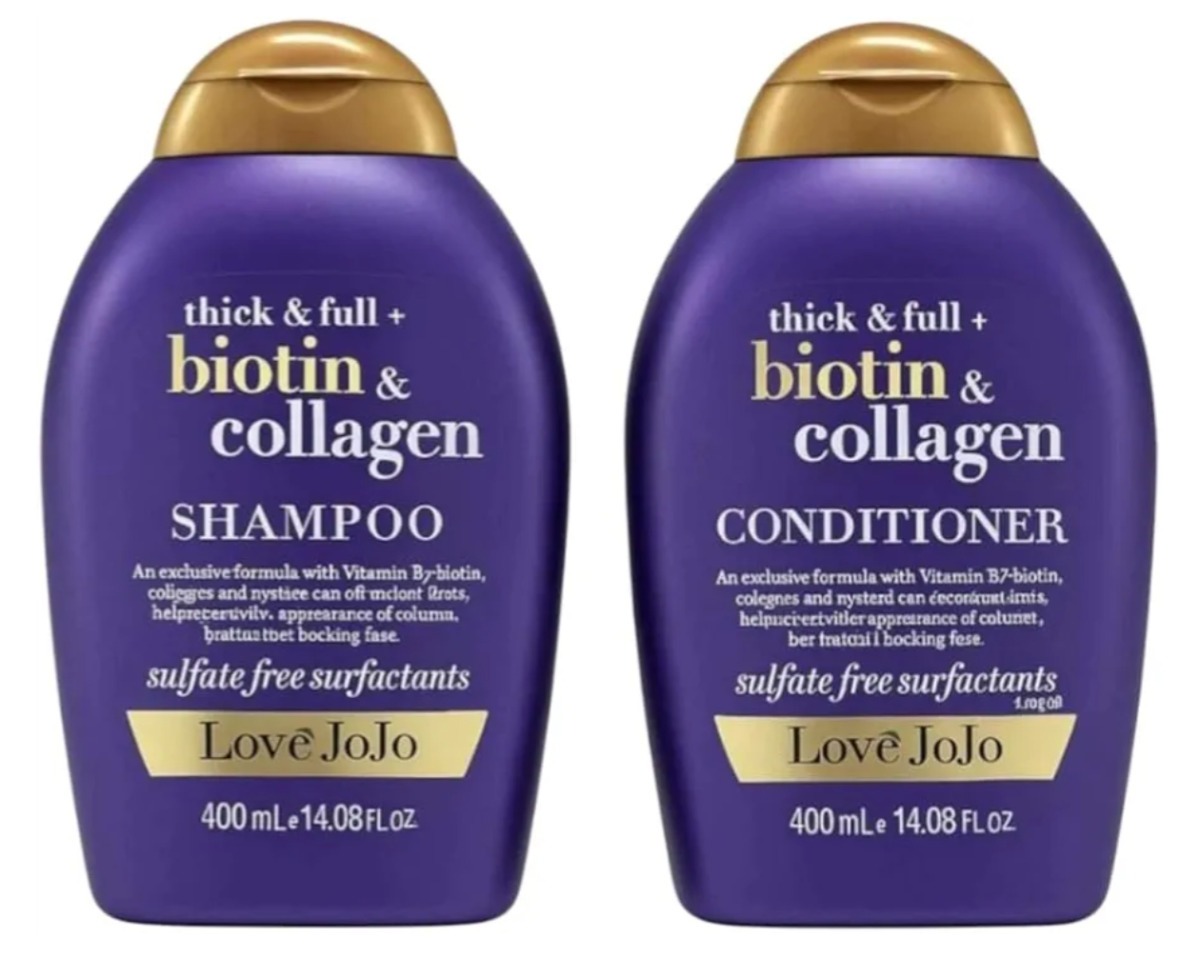 Love JoJo Biotin & Collagen Shampoo and Conditioner Set, Thick & Full Formula, Sulfate-Free, 400ml