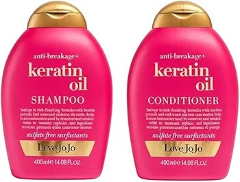 Love Jojo Anti-Breakage Keratin Oil Shampoo and Conditioner Set, 400 ml, Sulfate Free