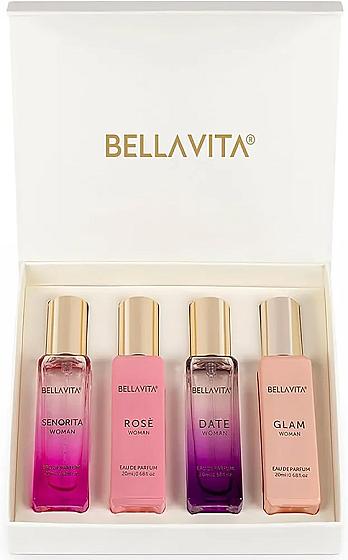 Bellavita Luxury Women's Perfume Gift Set with Rose, Senorita, Date, and Glam | 80ml