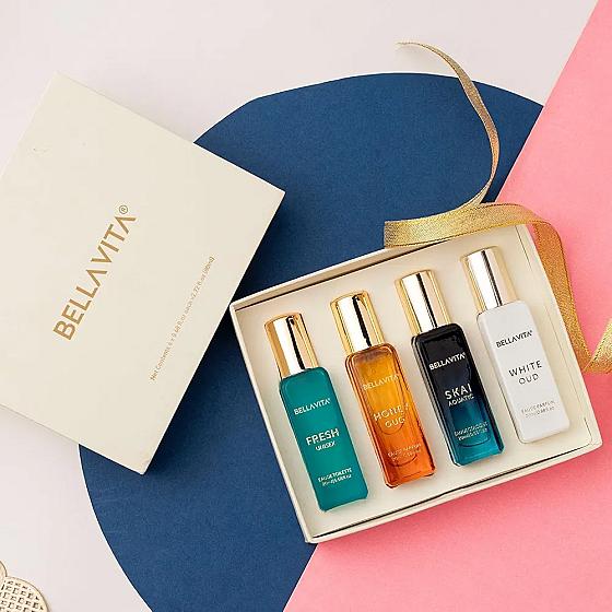 Bellavita Luxury Unisex Perfume Gift Set With Honey Oud, White Oud, Skai, And Fresh | 80ml |