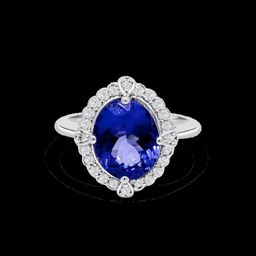 Oval Tanzanite Diamond Halo Antique Ring