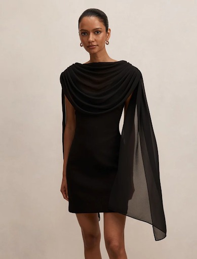 Bowie Petite Mini Dress With Shawl