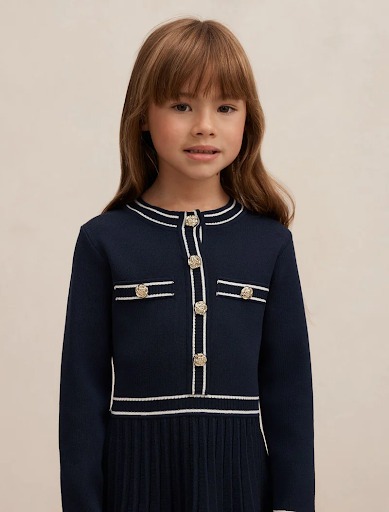 Serena Girls Pleated Knit Dress