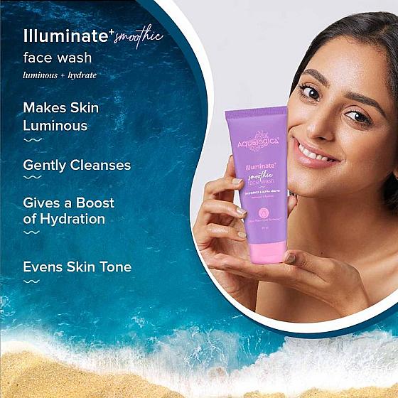 Aqualogica IIIuminate+ Smoothie Face Wash with Wild Berries & Alpha Arbutin for Luminous Glow (100ml)