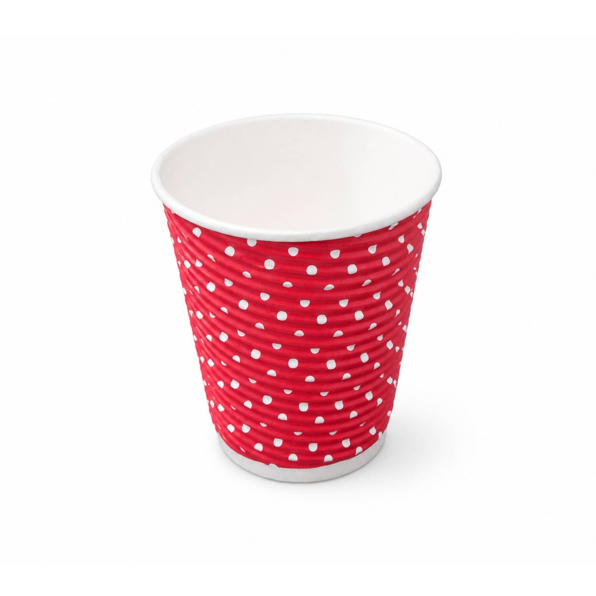 LDPE - Ripple Wall 250ml Red-White Dot Printed Paper Cups - 500 Units