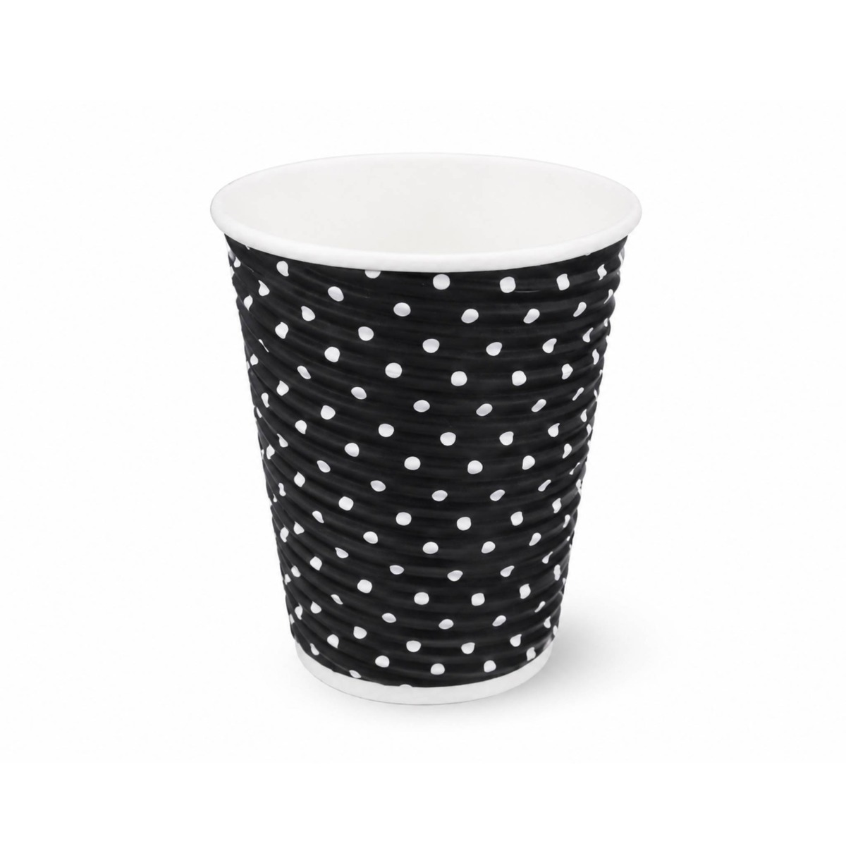 LDPE - Ripple Wall 250ml Black-White Dot Printed Paper Cups - 500 Units