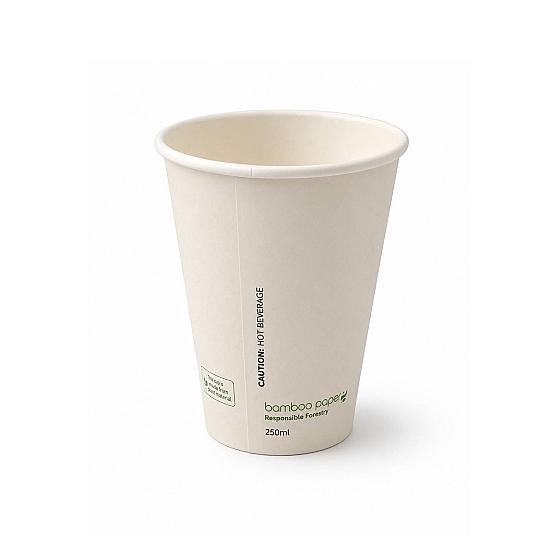 LDPE - Single Wall 250ml Natural Bamboo Paper Cups - 1000 Units