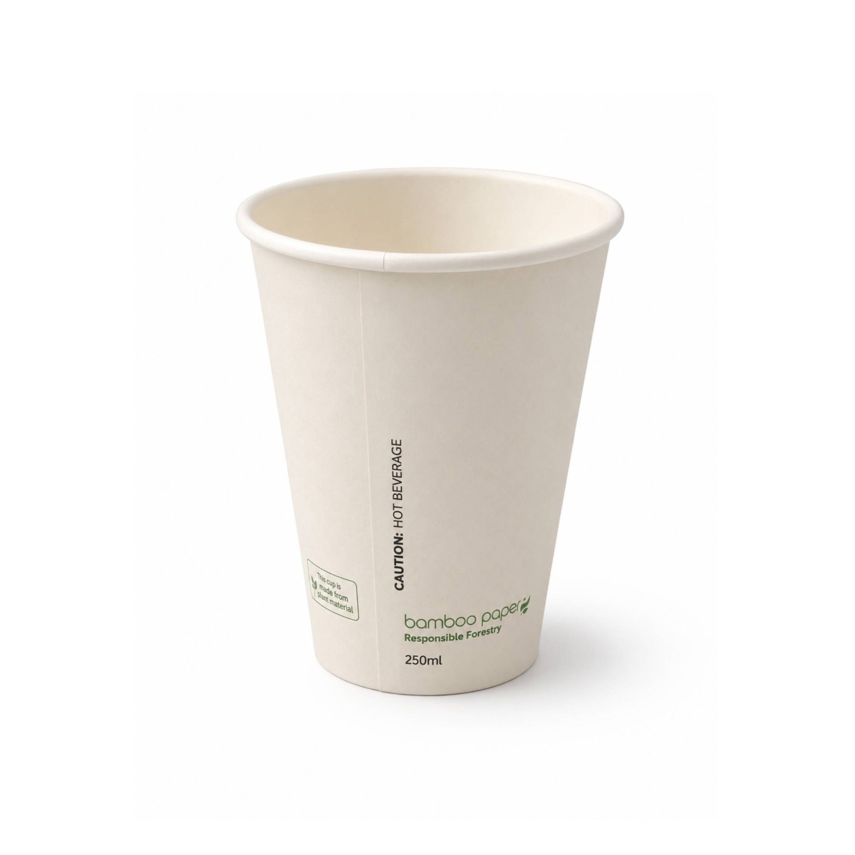 LDPE - Single Wall 250ml Natural Bamboo Paper Cups - 1000 Units