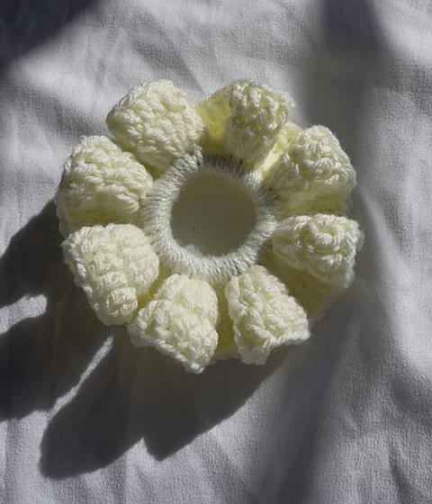 Light yellow crochet scrunchie product image
