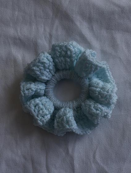 Light blue crochet scrunchie product image