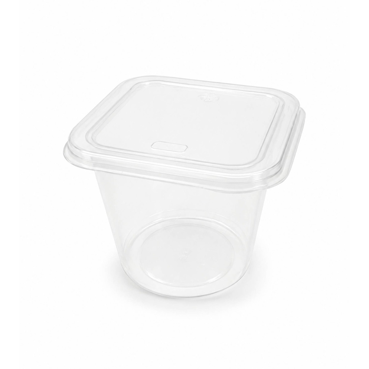 ZIB-T879-Clear Square To Round Heat Sealable Tub and Lid Medium - 500 Units