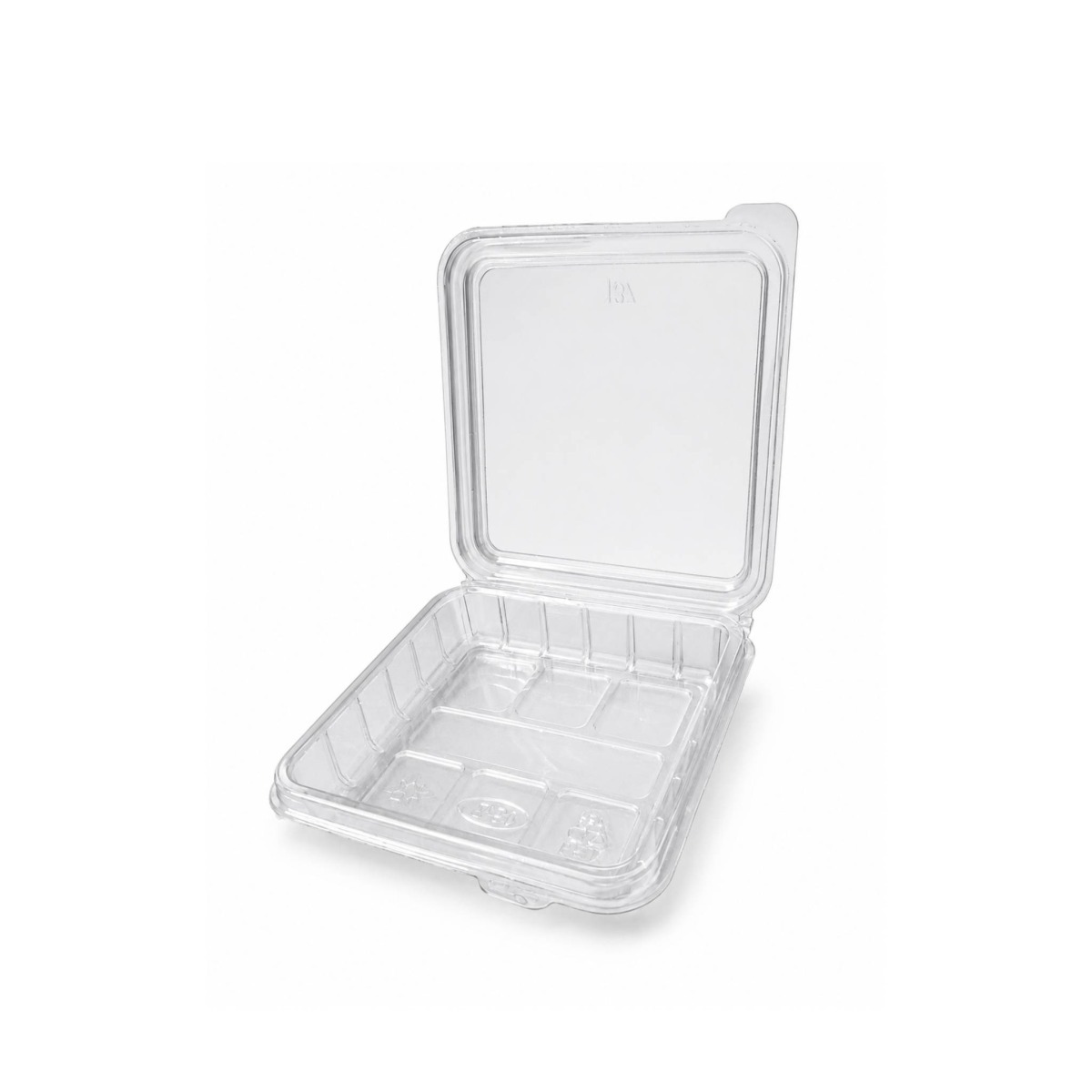 ZIB-T137D-Clear 2 Division Snack Square Clamshell - 300 Units