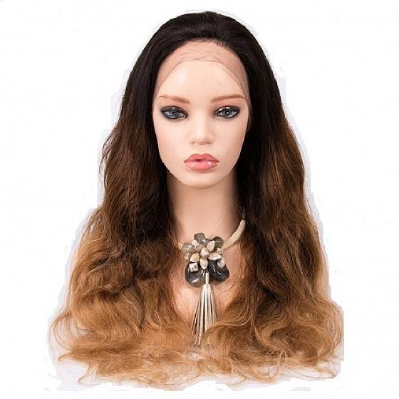 Full Lace Wig – Extra Long, Body Wave, Off Black, Dark Brown & Honey Blonde Mix (1B/4/27), 100% Indian Human Hair product image