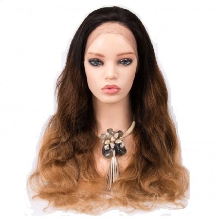 Full Lace Wig – Extra Long, Body Wave, Off Black, Dark Brown & Honey Blonde Mix (1B/4/27), 100% Indian Human Hair