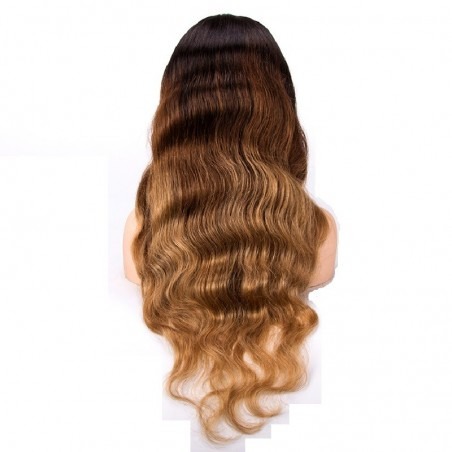 Full Lace Wig – Extra Long, Body Wave, Off Black, Dark Brown & Honey Blonde Mix (1B/4/27), 100% Indian Human Hair