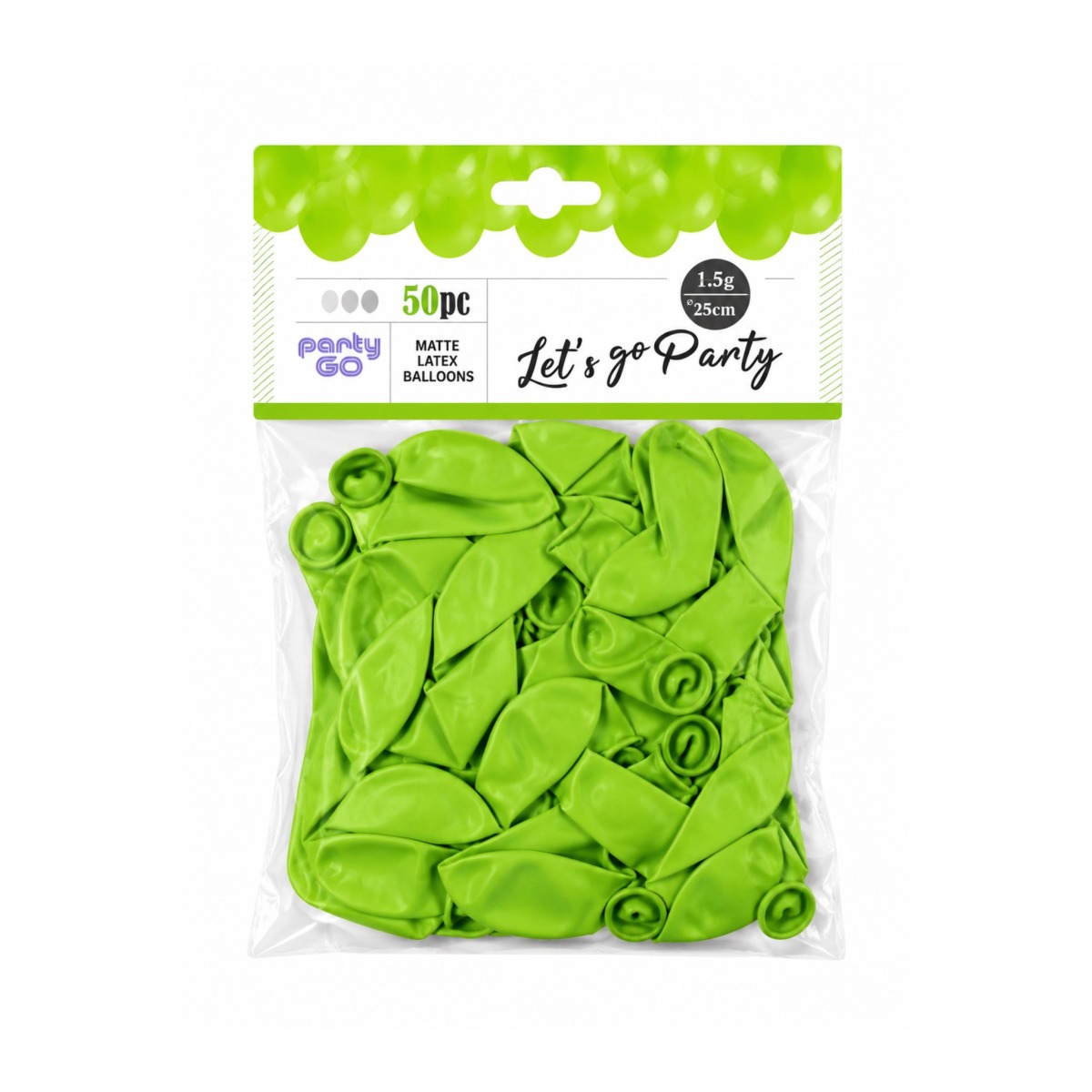 Matte Latex Balloons 25cm (Lets Go party) - 50 Units