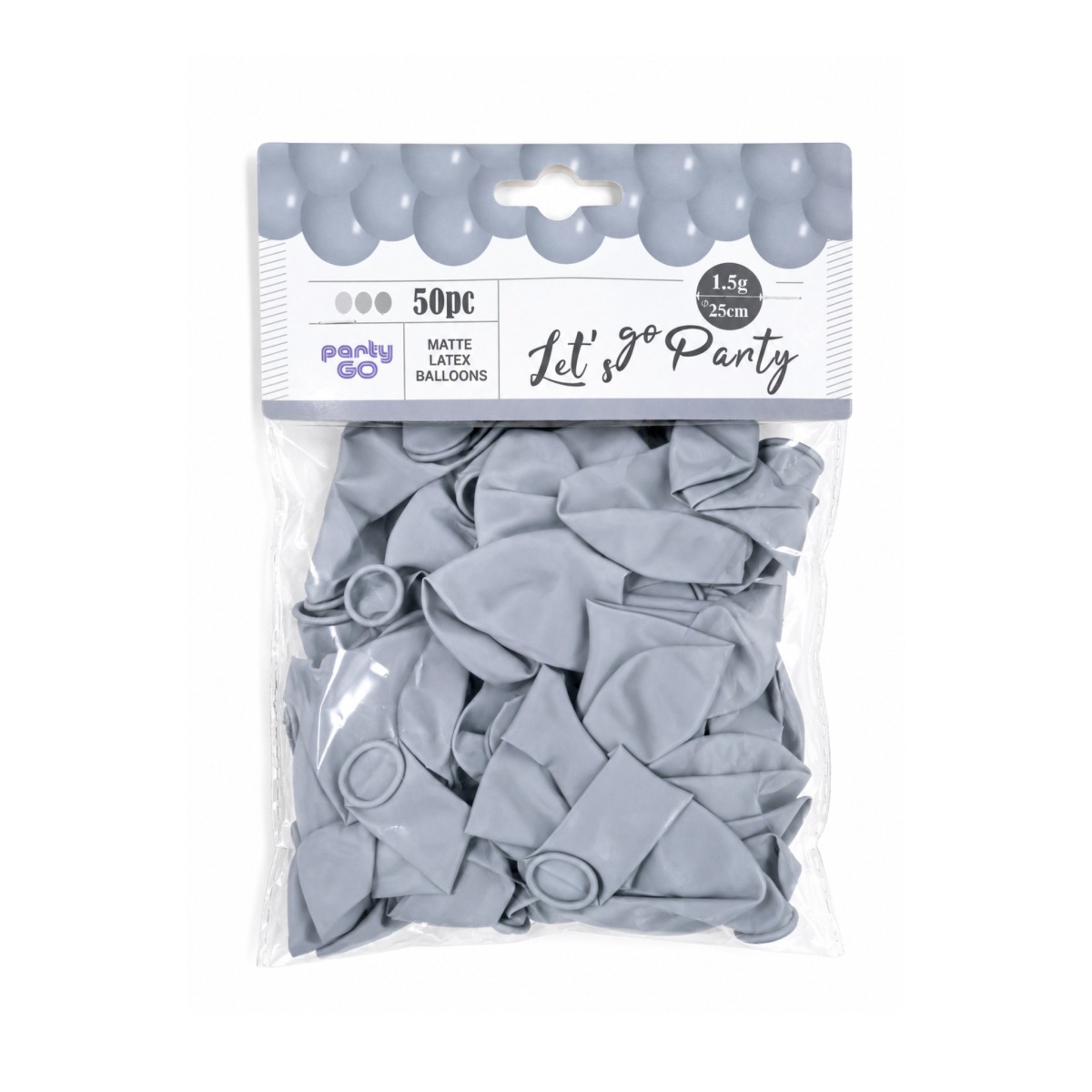 Matte Latex Balloons 25cm (Lets Go party) - 50 Units
