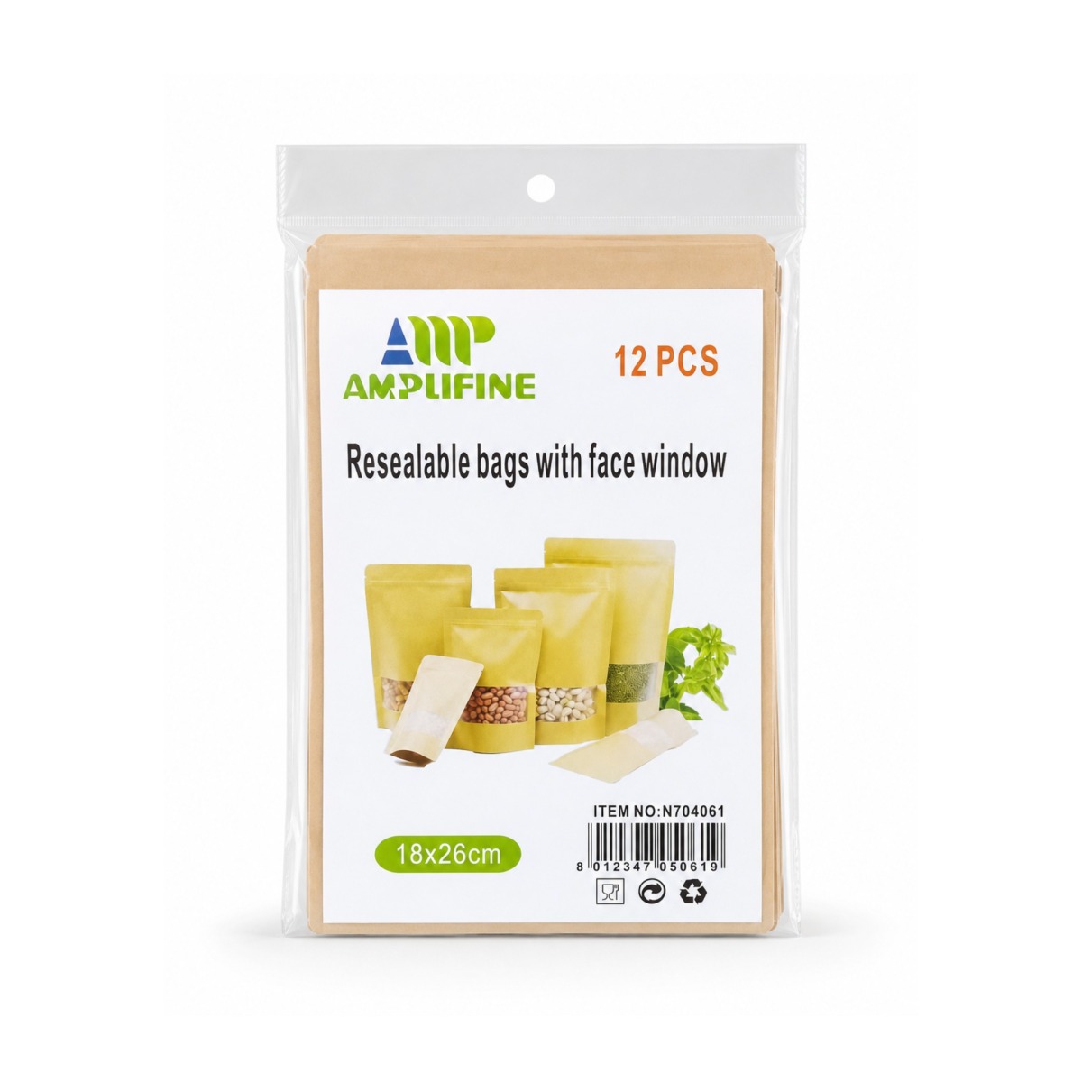 ZIP N704061 - Resealable Bags 18x26 with Face Window - 12 Units