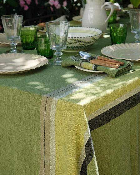 Verdant Stripe Linen Tablecloth product image