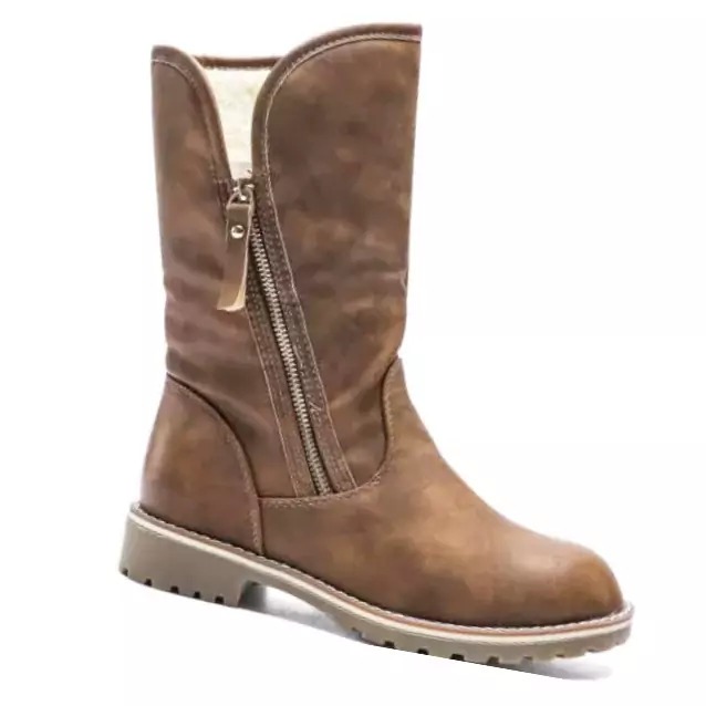 Ladies Mid Calf Boot With Side Zipper