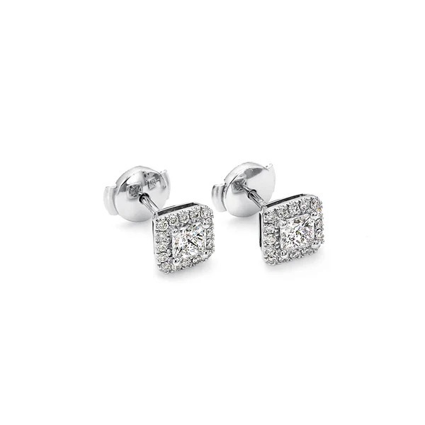  My Girl Diamond Halo Earrings 0.40 Carat Crafted in Platinum My Girl Diamond Earrings