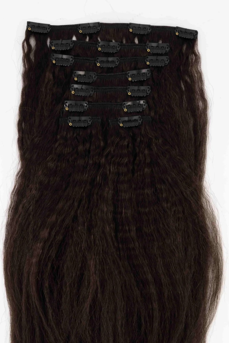 Brown Black Kinky Straight Clip-in Extensions 120g