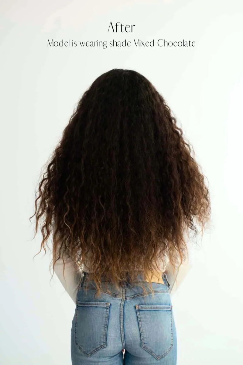 Rooted Mixed Chocolate Curly Clip-in Extensions