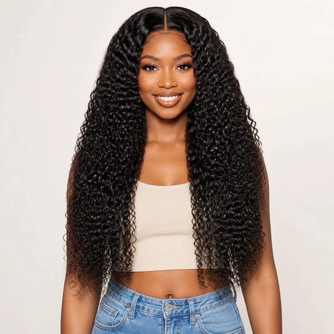 Brown Black Curly 20inch Clip in Ponytail product image