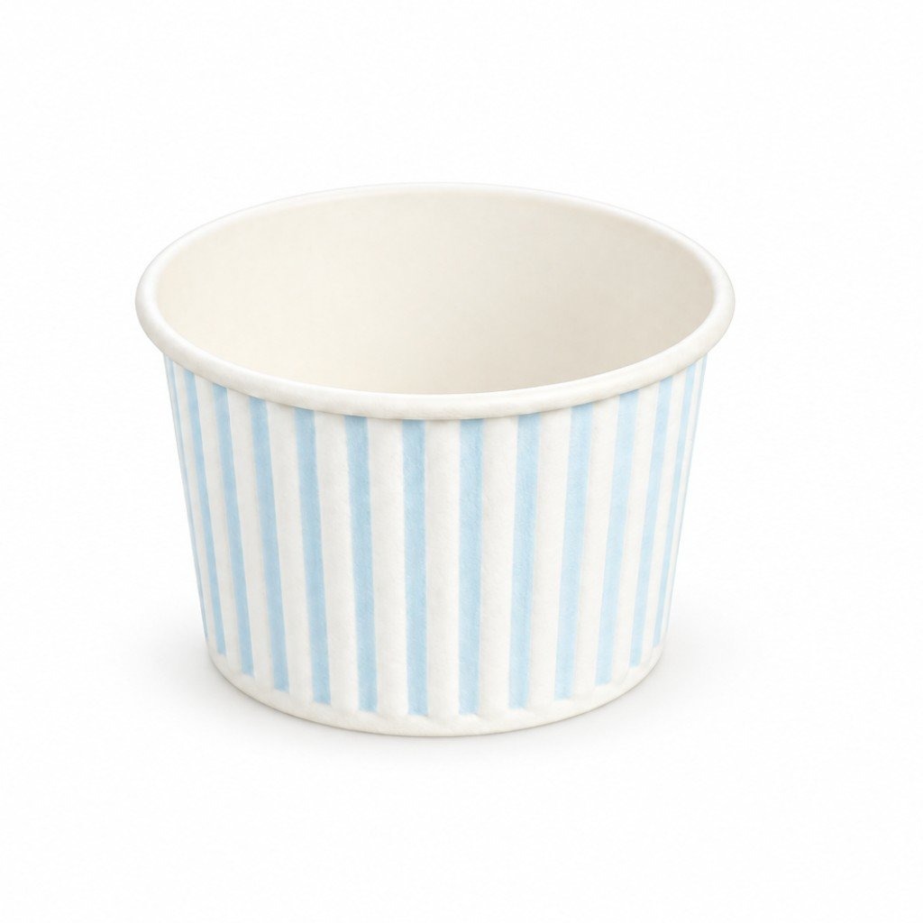 Cape - 90ml Baby Blue Stripped Paper Ice Cream Vintage Tubs - 1000